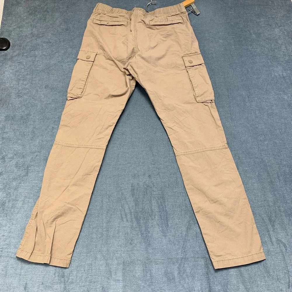 H&M Slim Fit Cargo Pants Mens Small Khaki Ripstop Utility Pocket Hiking Camping